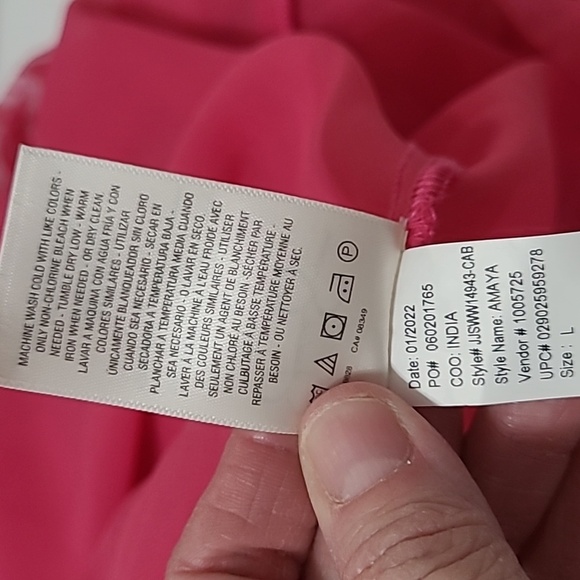 NWT Jessica Simpson Pink Tropical Print Ruffled Off the Shoulder Dress sizeLarge - Picture 7 of 8